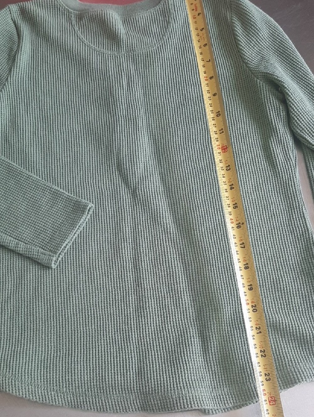 Eddie Bauer💚EUC Light Hunter Green Waffle Henley Long-Sleeve Top Sz S/M - Picture 6 of 6
